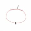 Bracelet cordon Diamant Brut noir ruban rouge bijoux made in France cordon rose pastel