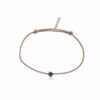 Bracelet cordon Diamant Brut noir ruban rouge bijoux made in france cordon taupe